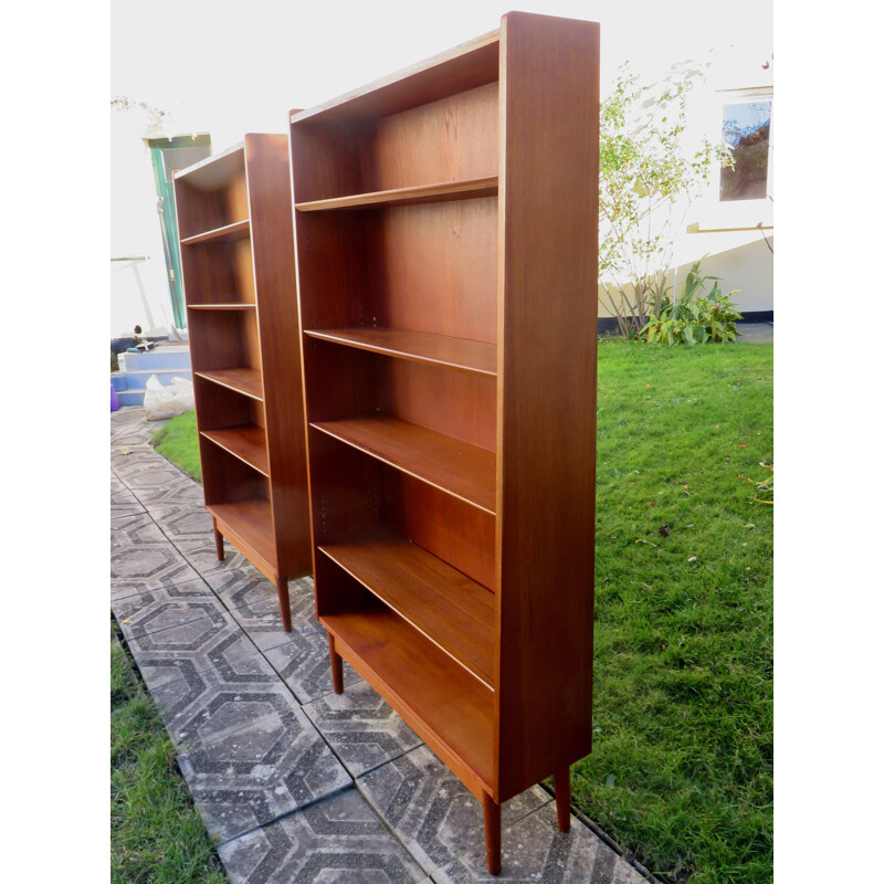 Pair of vintage teak bookcases by Johannes Sorth, Denmark 1960