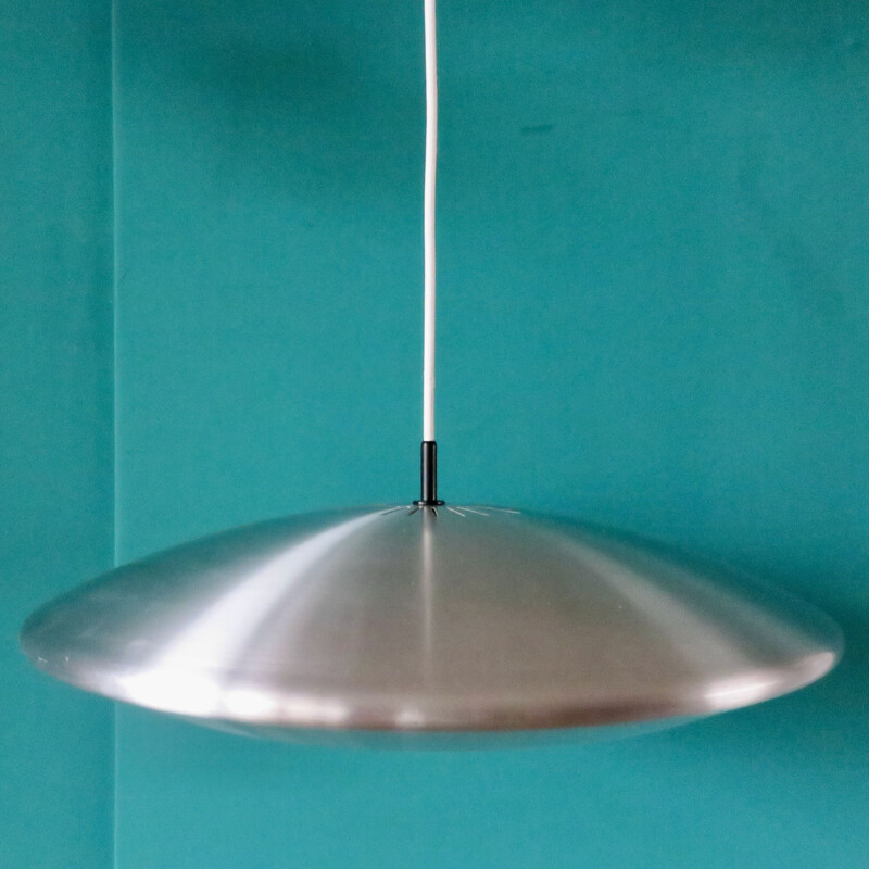 Suspension vintage "spacy" en aluminium argentée