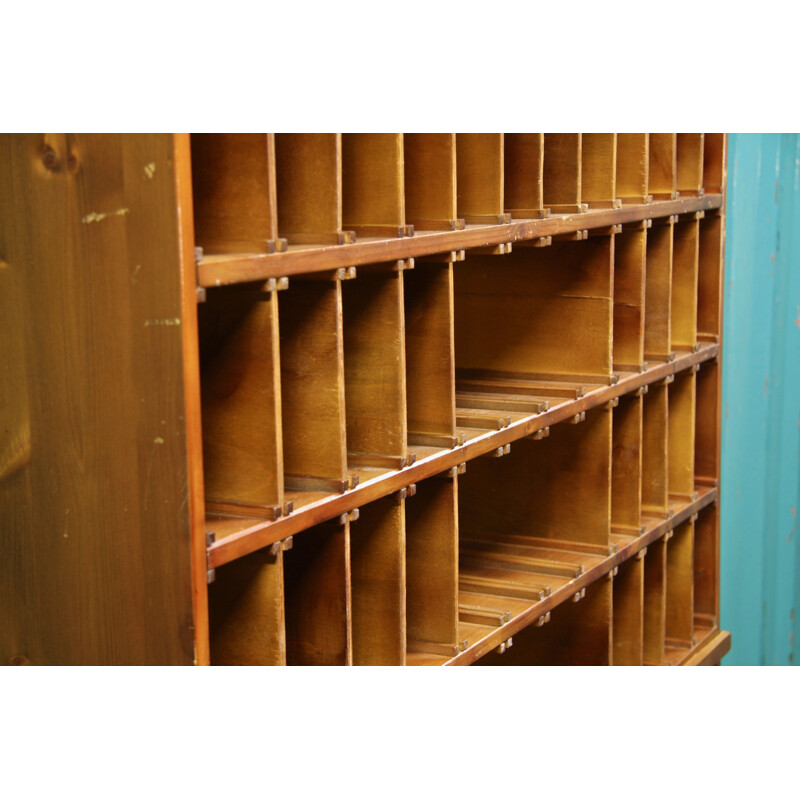 Vintage stained pine hotel cabinet, Netherlands 1950