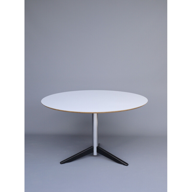 Vintage tafel in wit formica en staal van Martin Visser voor 't Spectrum, Nederland 1970