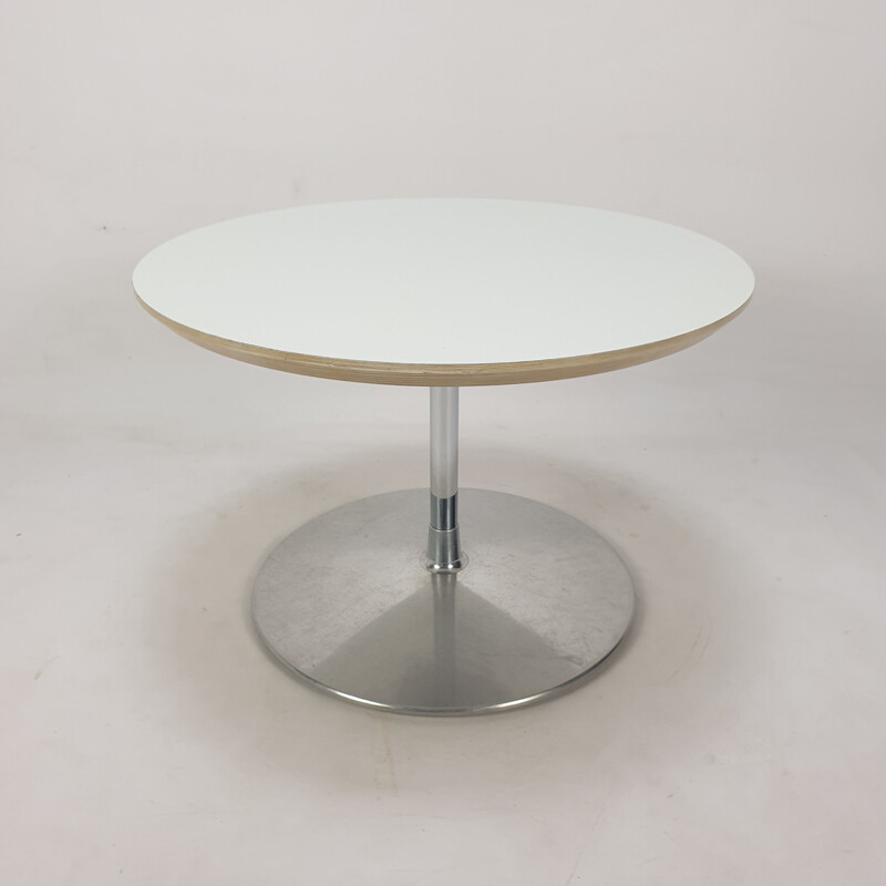 Ronde vintage salontafel in hout en aluminium van Pierre Paulin voor Artifort, 1960