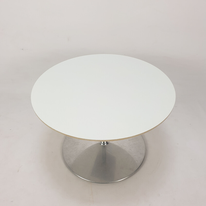 Round vintage coffee table in wood and aluminum by Pierre Paulin for Artifort, 1960