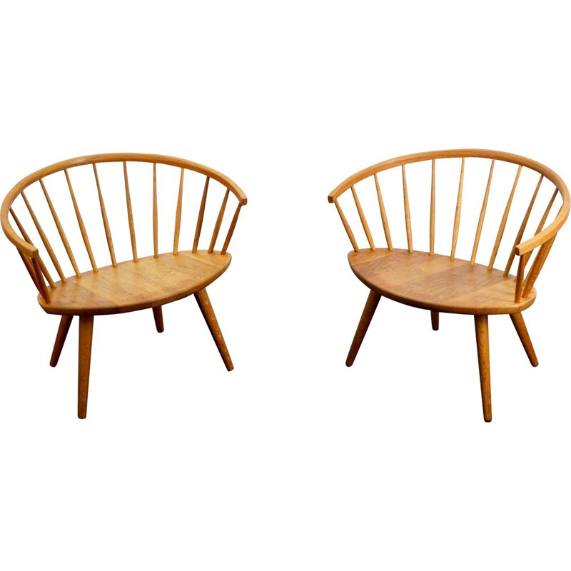 Pair of vintage Arka armchairs by Yngve Ekström for Stolab Sweden, 1950s