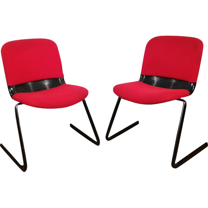 chaise vintage en tissu - rouge
