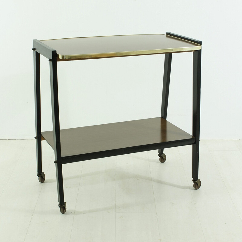 Mesa rodante de latón vintage, 1950