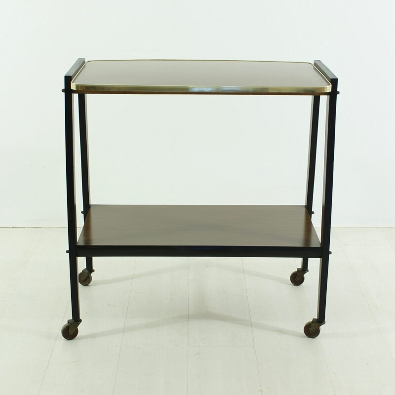 Mesa rodante de latón vintage, 1950