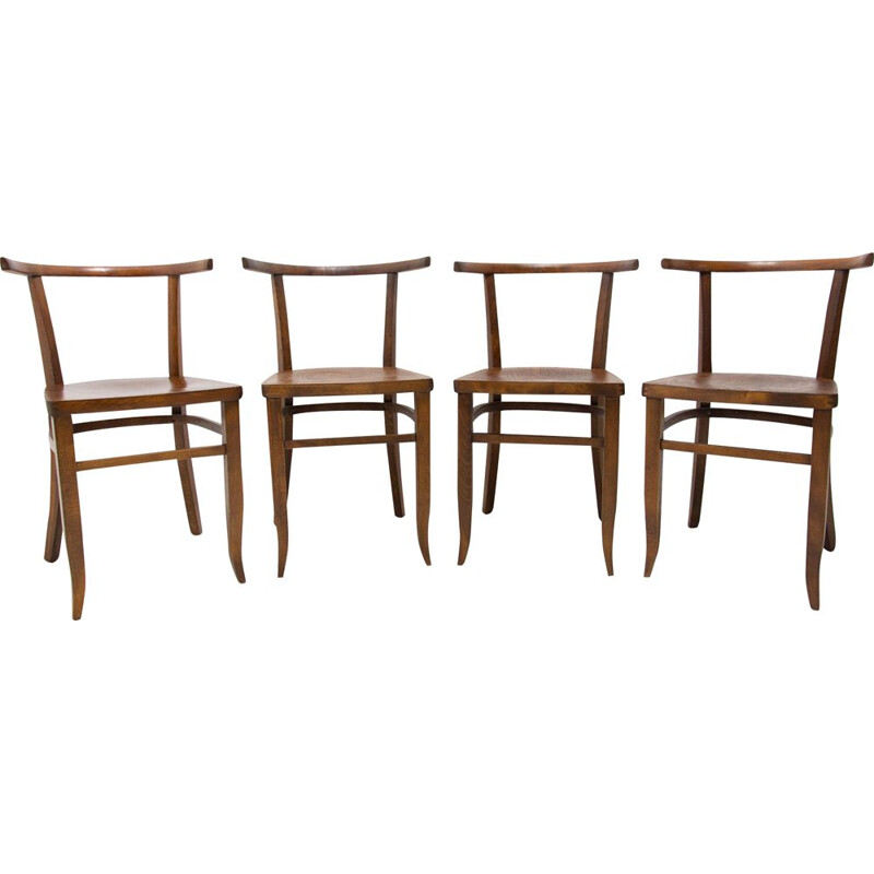 Ensemble de 4 chaises Thonet vintage, Tchécoslovaquie 1920