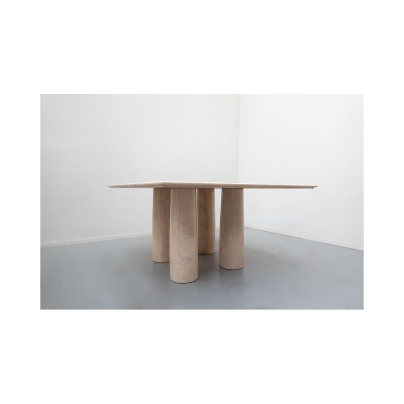 Travertin vintage dining table Il Colonnato by Mario Bellini for Cassina, 1970s