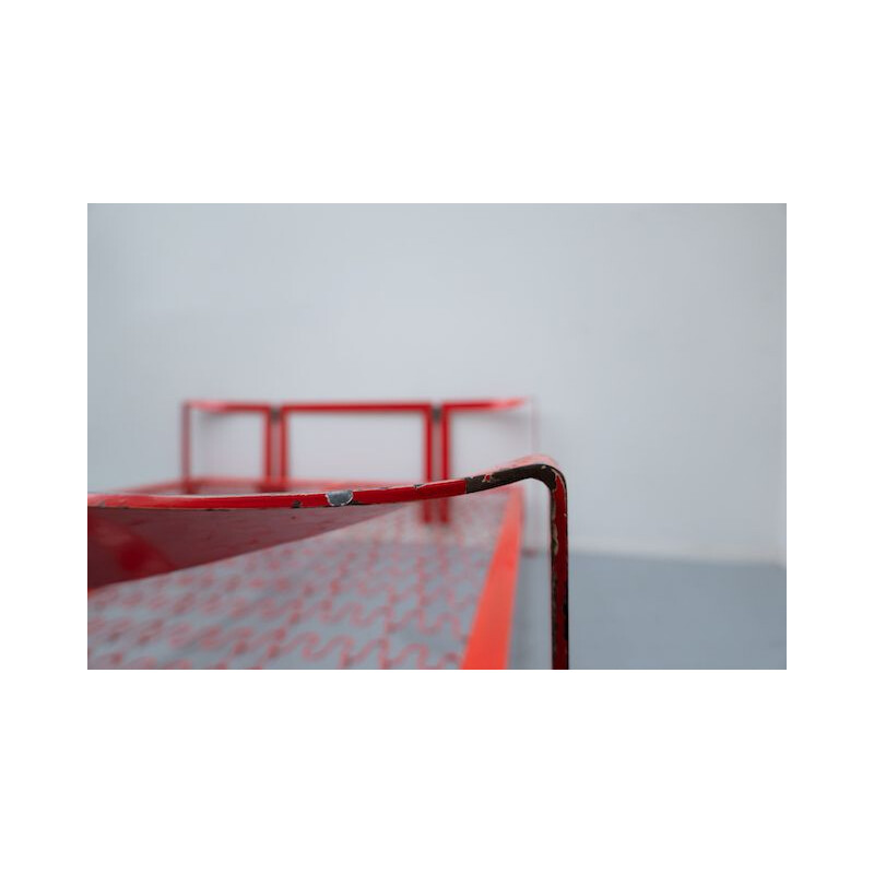 Vintage Vanessa bed in red metal by Tobia Scarpa for Gavina, Italy 1950s