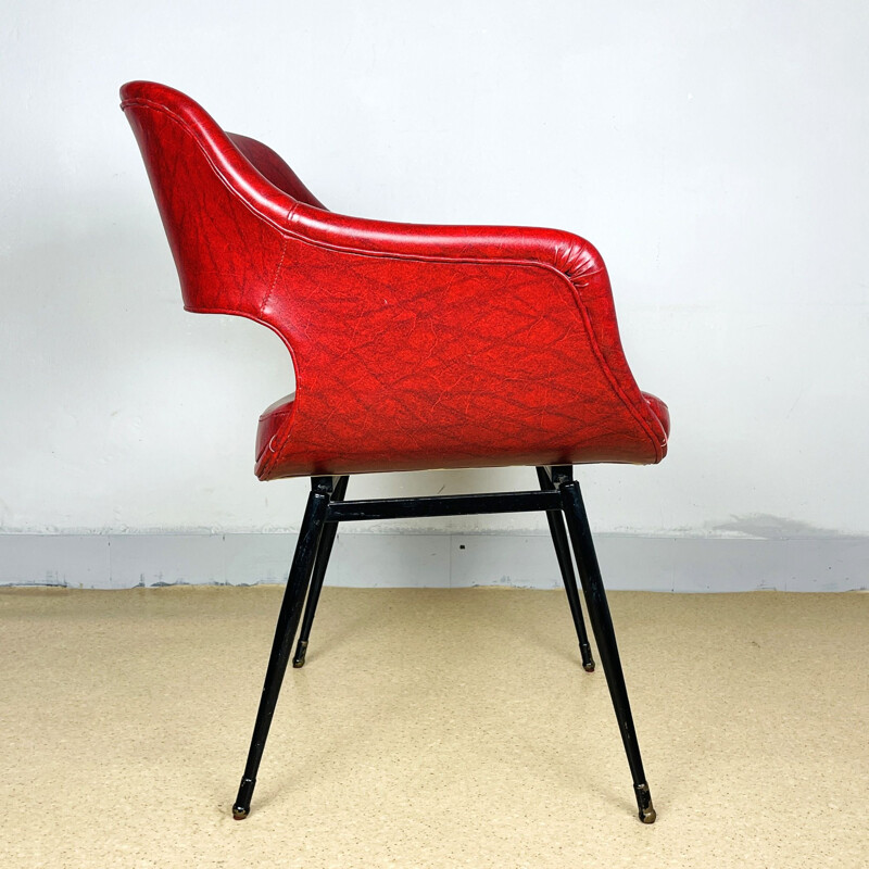Mid-century red desk office chair, Italy 1960s