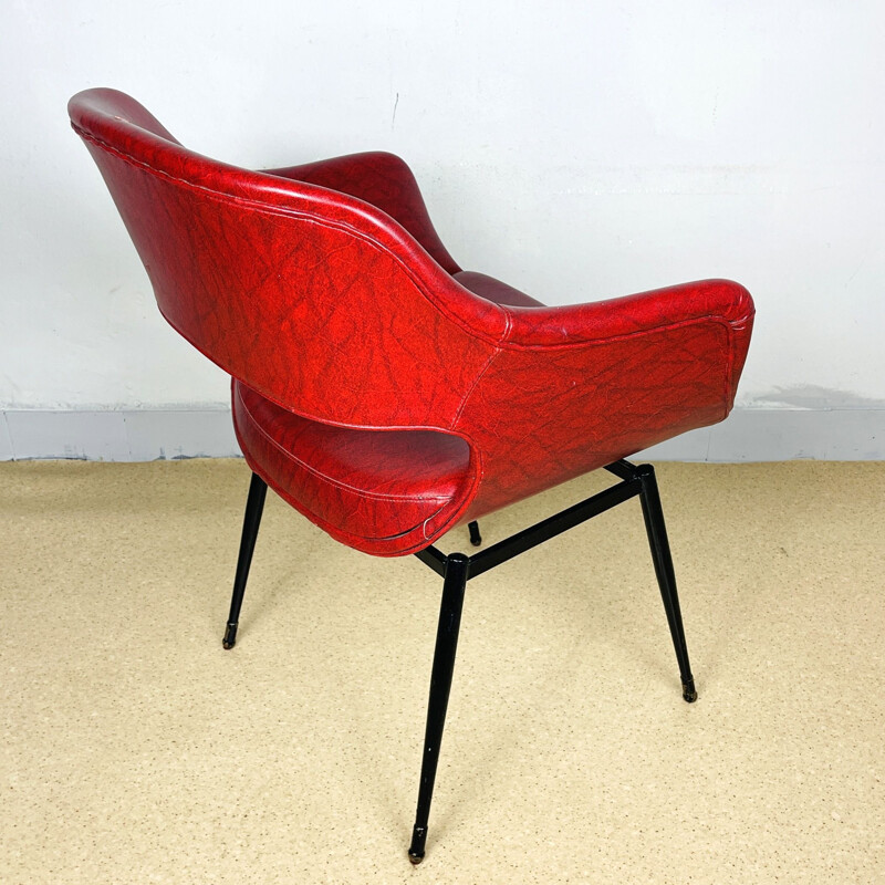 Mid-century red desk office chair, Italy 1960s