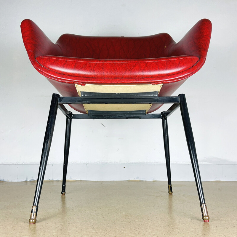 Vintage rode bureaustoel, Italië 1960