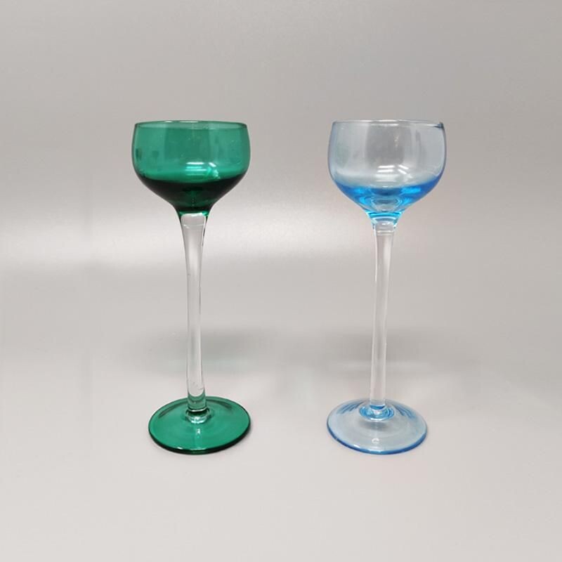 Ensemble de 6 verres colorés vintage en verre de Murano par Dogi, Italie 1960