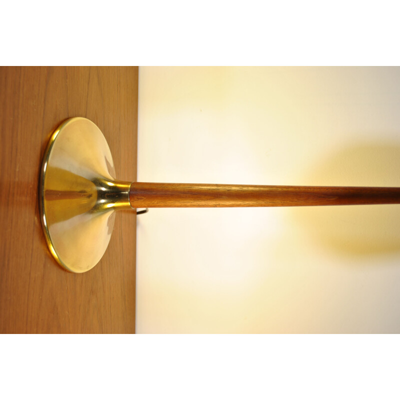 Vintage Danish lamp model 4109 in teak and brass by Holm Sorensen, 1960