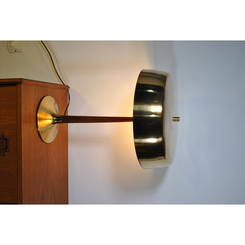 Vintage Danish lamp model 4109 in teak and brass by Holm Sorensen, 1960