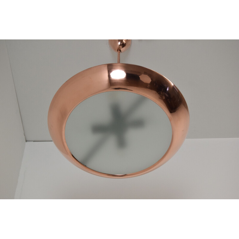 Vintage copper and glass pendant lamp by Josef Hurka for Drupol, Czechoslovakia 1940