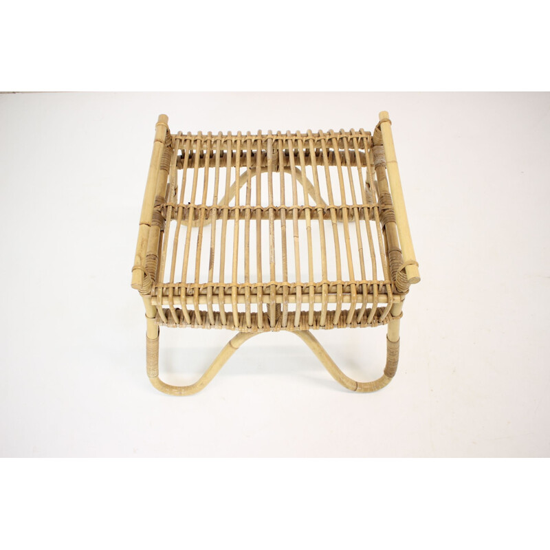 Mid-century rattan footrest, 1960s