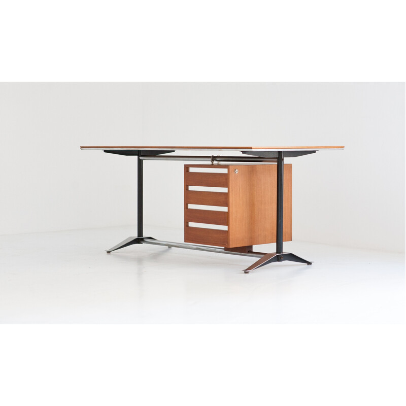 Italian mid-century teak desk, Alberto ROSSELLI - 1958