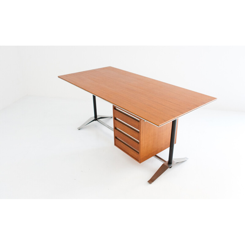 Italian mid-century teak desk, Alberto ROSSELLI - 1958