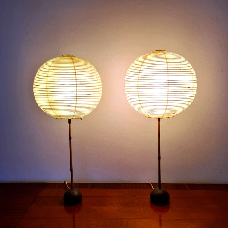 Paire de lampes de table Akari vintage par Isamu Noguchi, Japon 1950