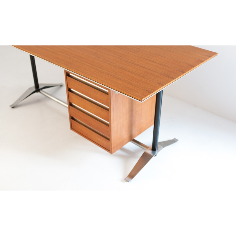 Italian mid-century teak desk, Alberto ROSSELLI - 1958