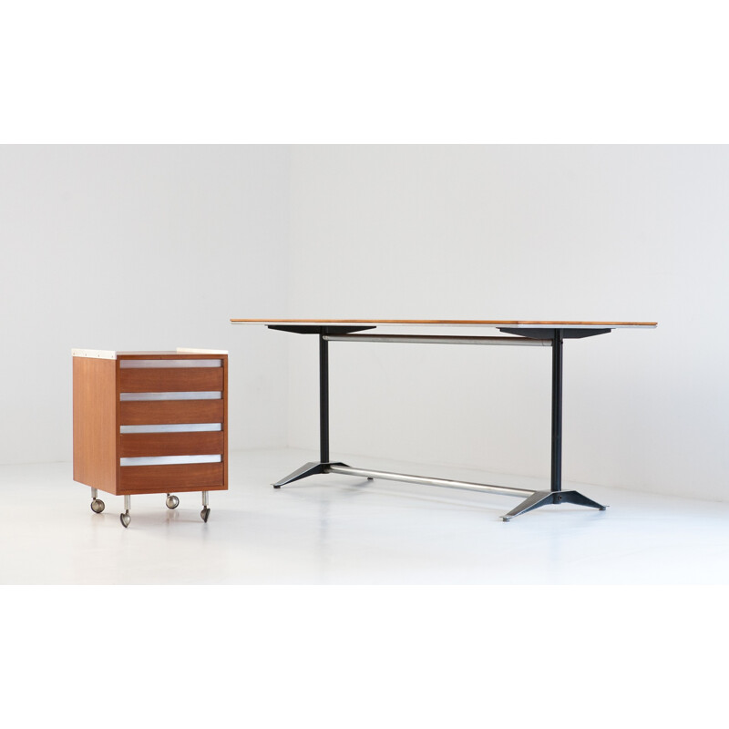 Italian mid-century teak desk, Alberto ROSSELLI - 1958