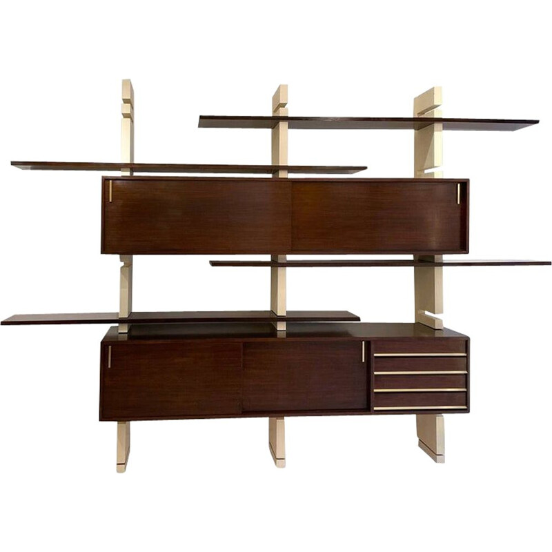 Vintage modular wooden wall unit by Amma, Italy 1970