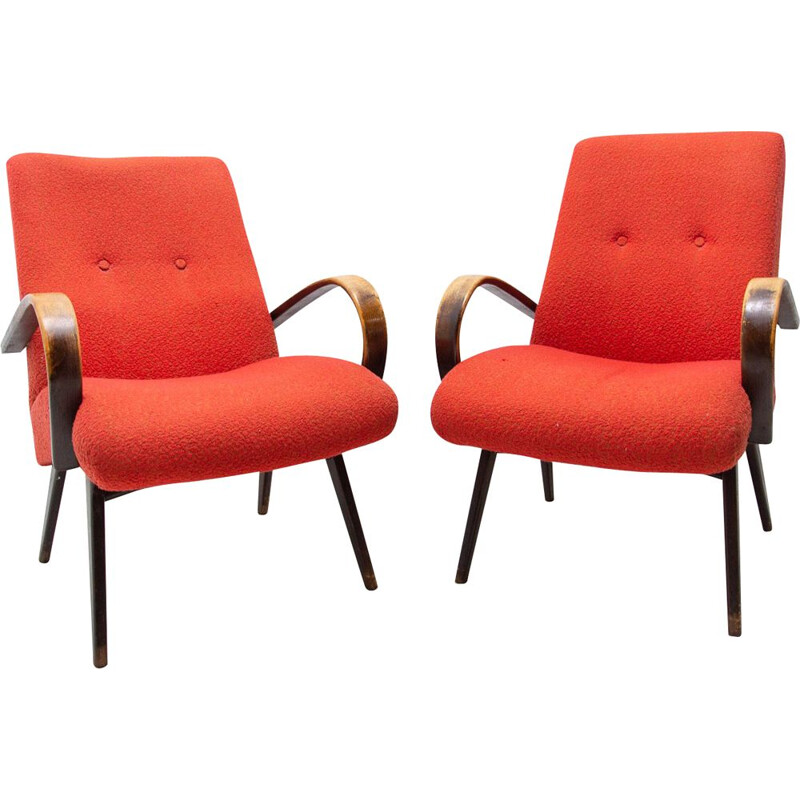 Pair of mid century bentwood armchairs by Jaroslav Šmídek, Czechoslovakia 1960s