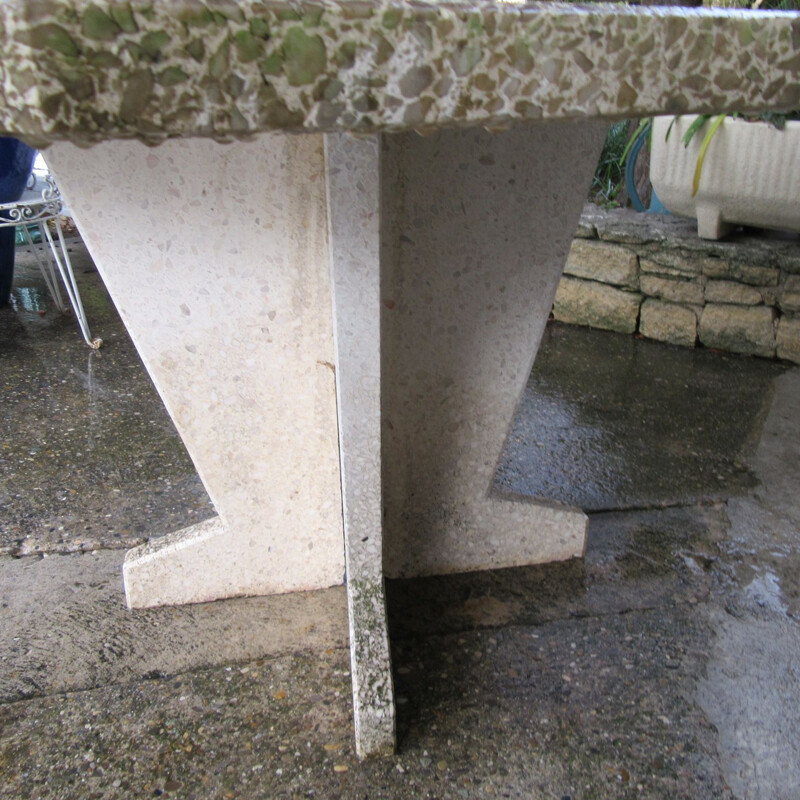 Table de jardin hexagonale vintage en Granito