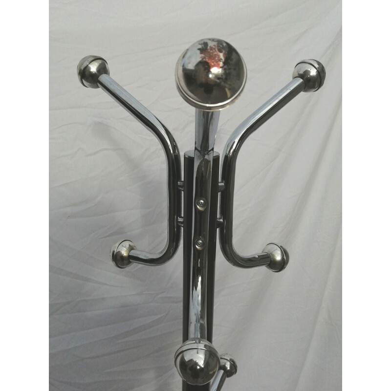 Brown chrome and marble parrot coat rack, 1960