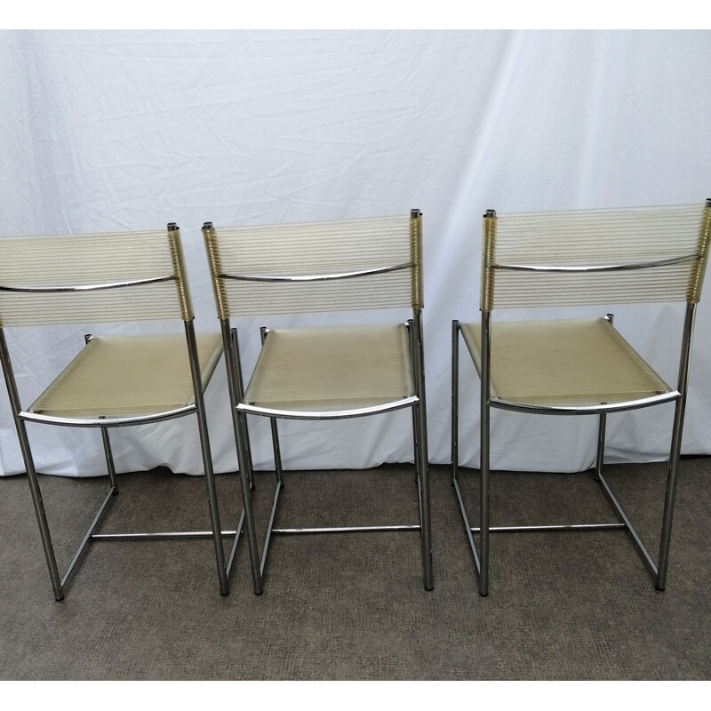 Set of 6 vintage chrome spaghetti chairs by Belotti for Alias, 1970-1980