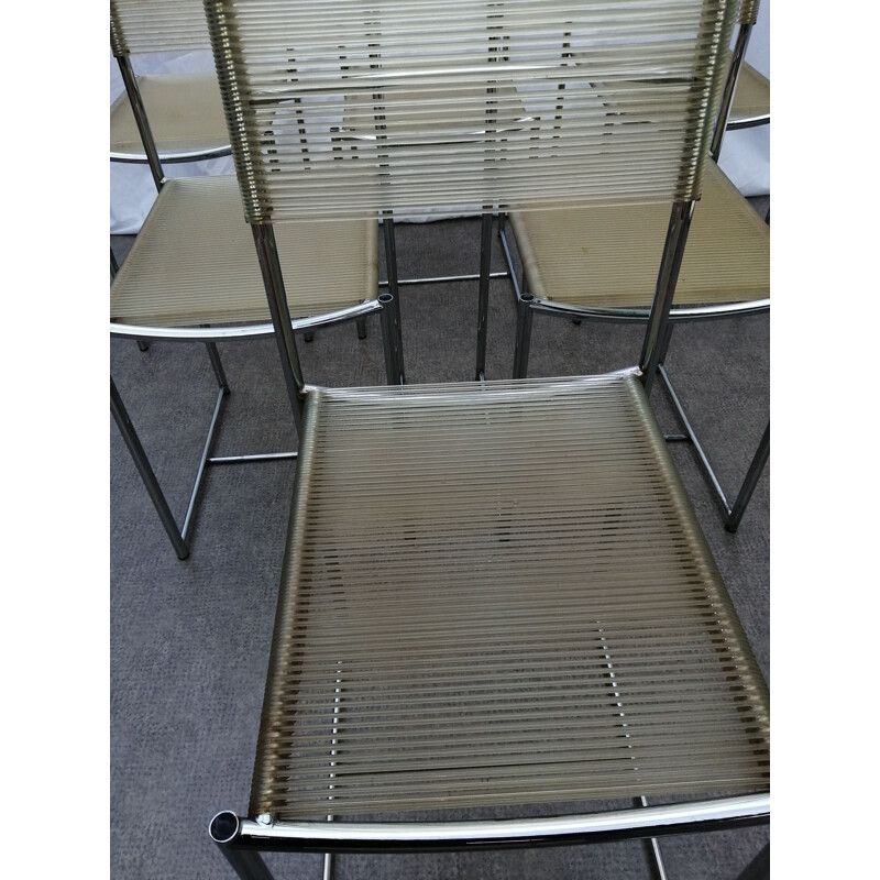 Set of 6 vintage chrome spaghetti chairs by Belotti for Alias, 1970-1980