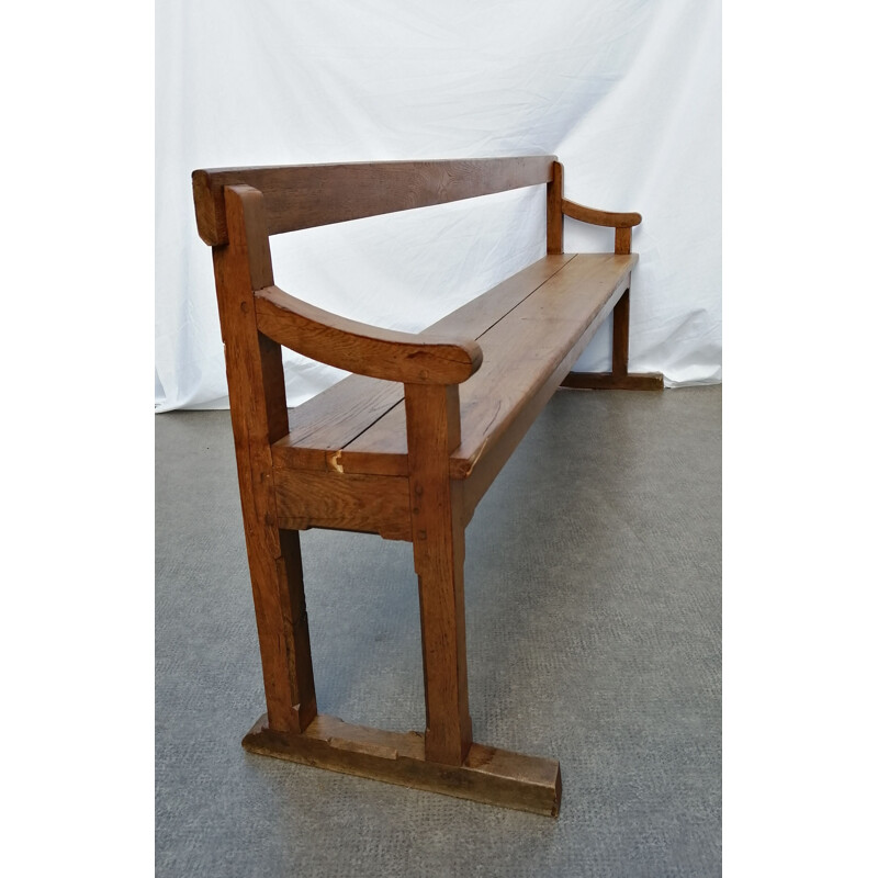 Banc de prieuré vintage en chêne, 1850