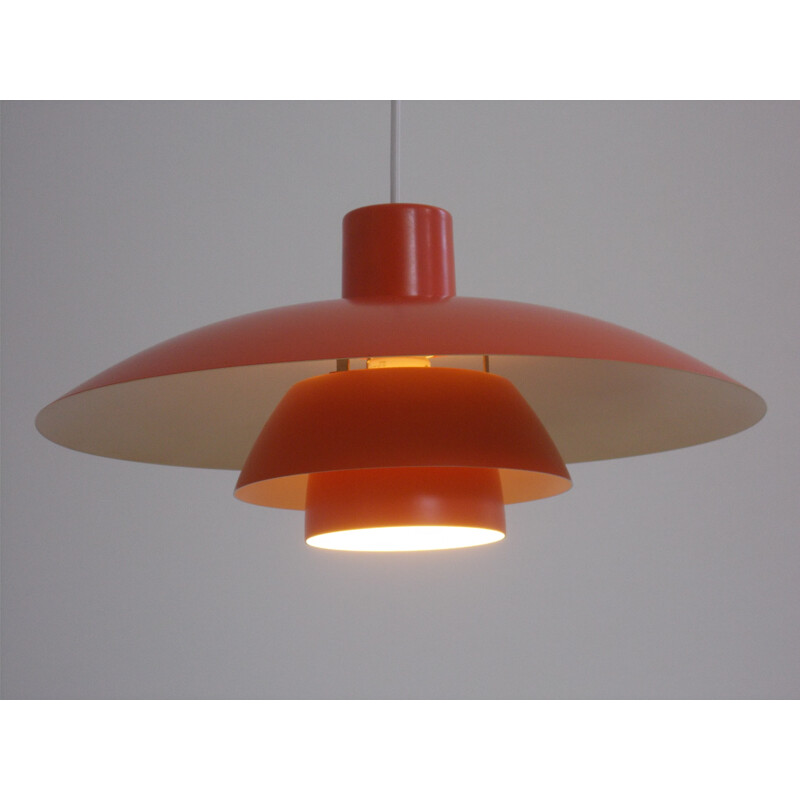 Louis Poulsen "PH 3/4" pendant light in red aluminum - 1960s