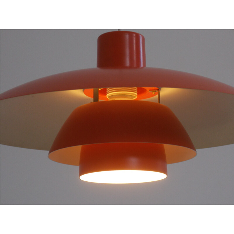 Louis Poulsen "PH 3/4" pendant light in red aluminum - 1960s