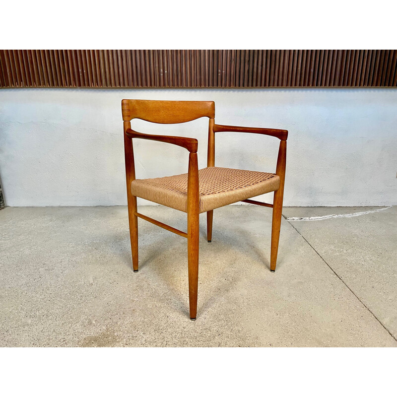 Vintage oak and paper cord armchair by Henry W. Klein for Bramin, Denmark 1960