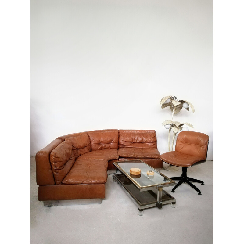 Vintage lederen fauteuil van Ico Parisi voor Mim