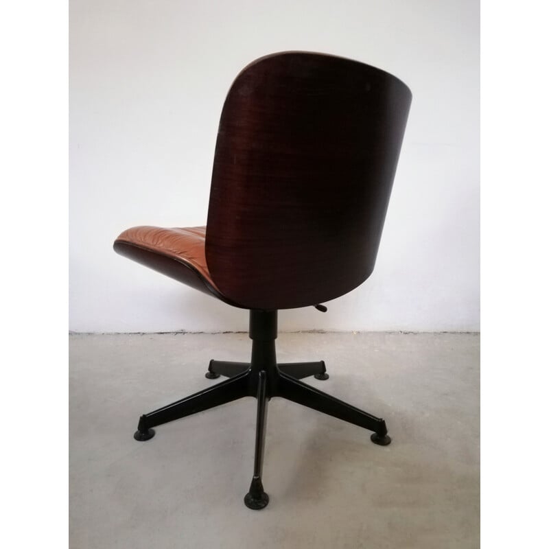 Fauteuil vintage en cuir par Ico Parisi pour Mim