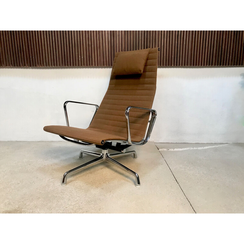 Vintage verchroomde aluminium fauteuil en voetenbank van Charles