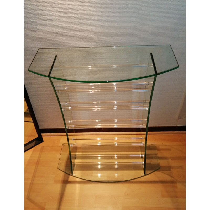 Vintage console all in tempered glass, 2000