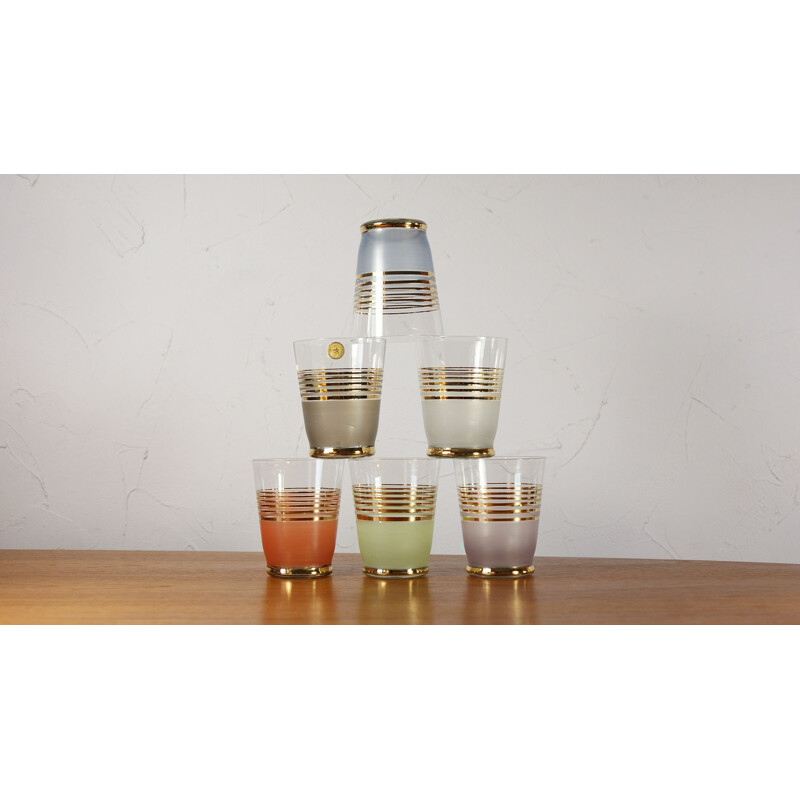 Ensemble de 6 verres vintage, 1950