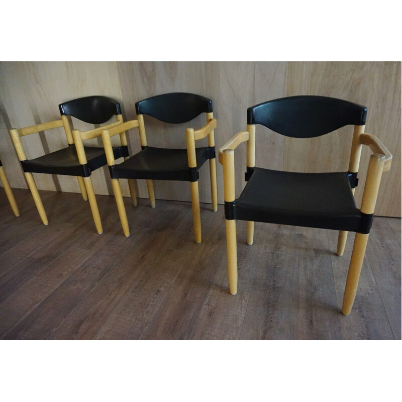 Ensemble de 4 fauteuils empilables vintage par Harmut Lohmeyer, 1980