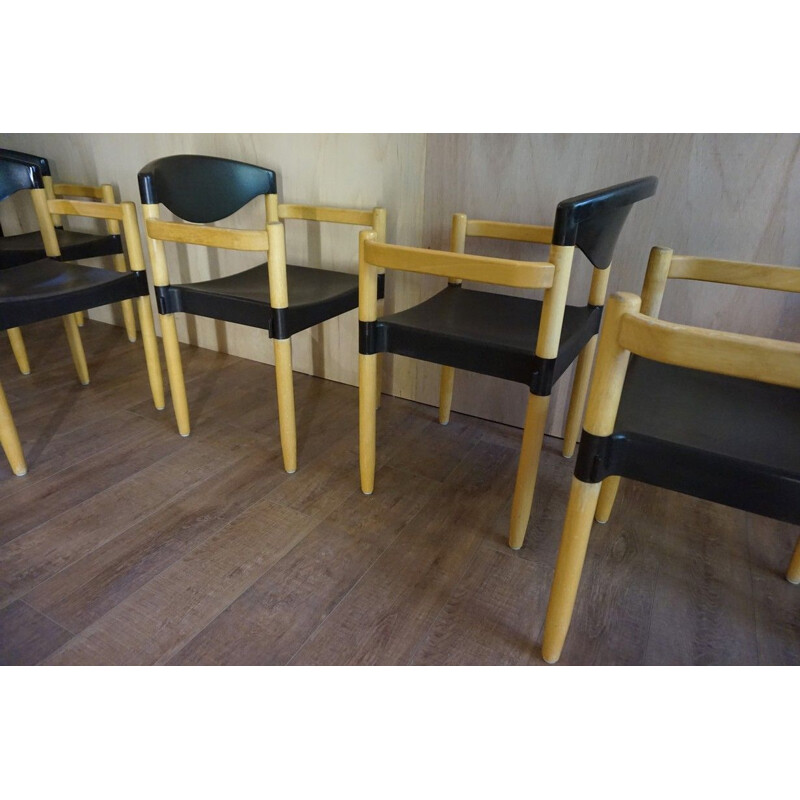 Ensemble de 4 fauteuils empilables vintage par Harmut Lohmeyer, 1980