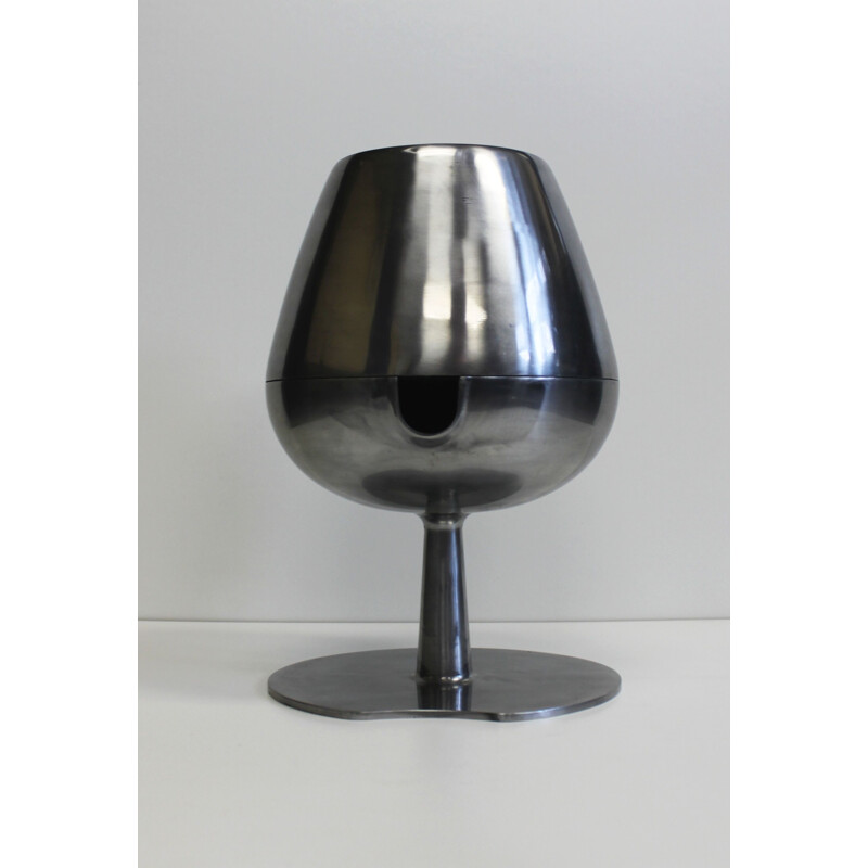 Vintage wine fountain in polished steel