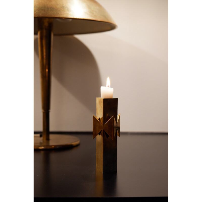 Vintage brass "Rosett" candlestick by Pierre Forsell for Skultuna, 1950