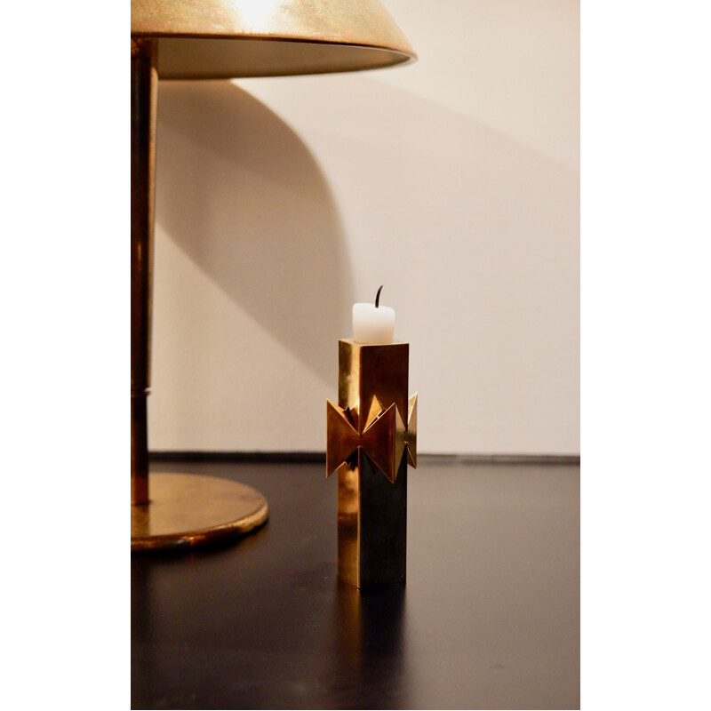 Vintage brass "Rosett" candlestick by Pierre Forsell for Skultuna, 1950