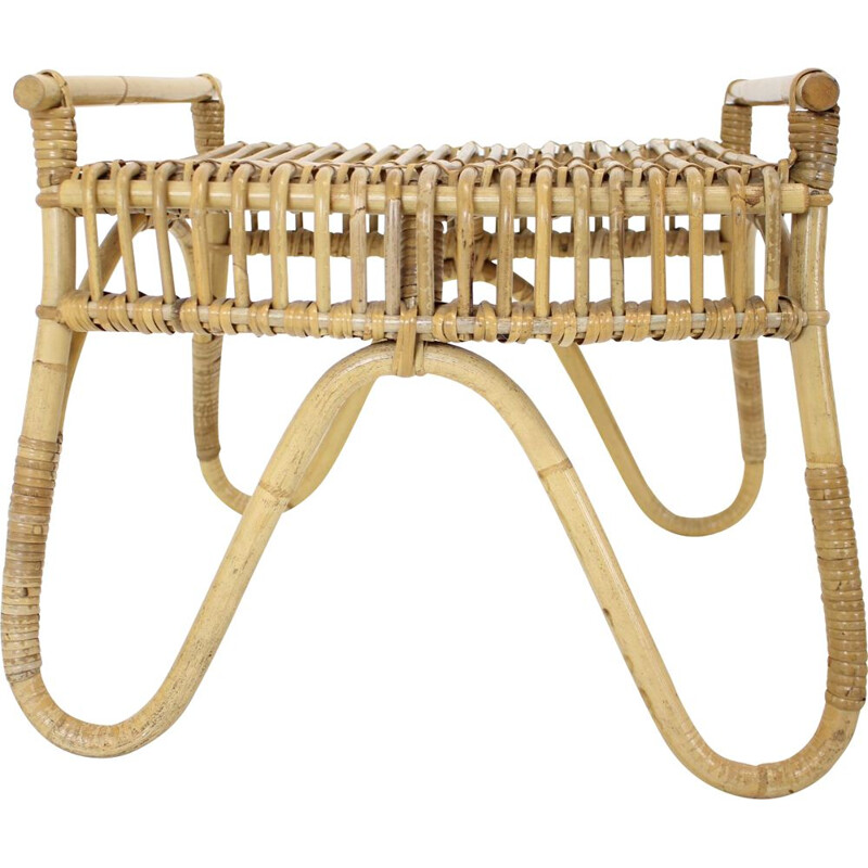 Mid-century rattan footrest, 1960s