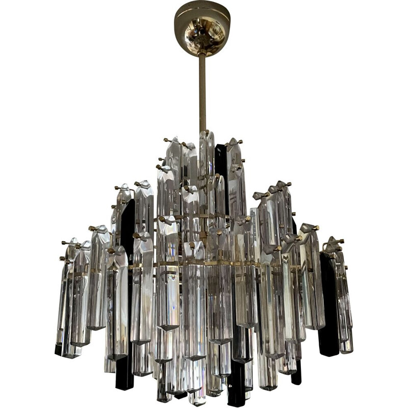 Vintage Murano glass Triedri chandelier by Venini