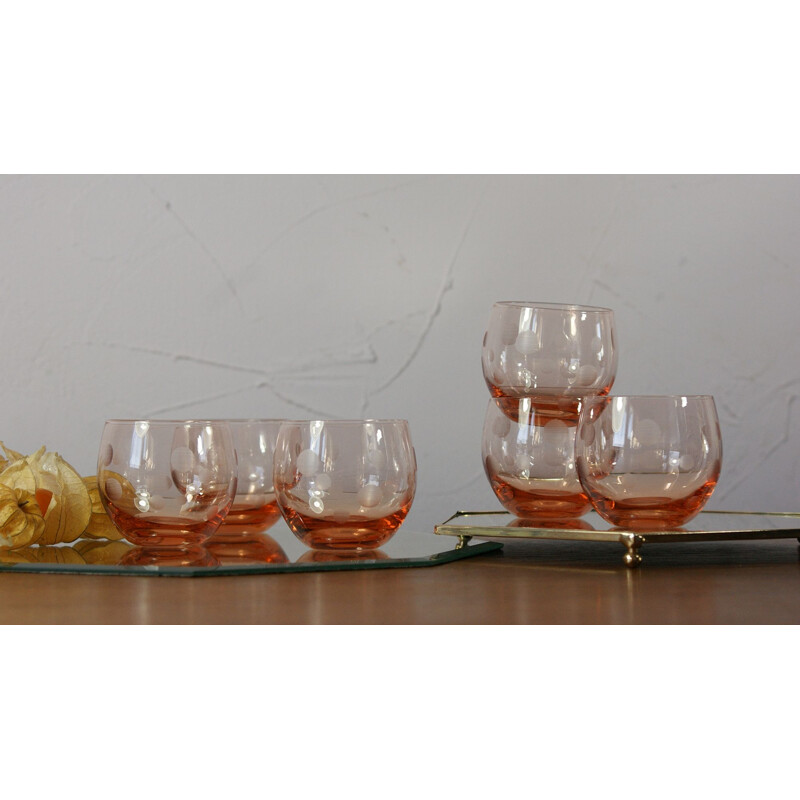Vintage Roly Poly glass set, 1950s