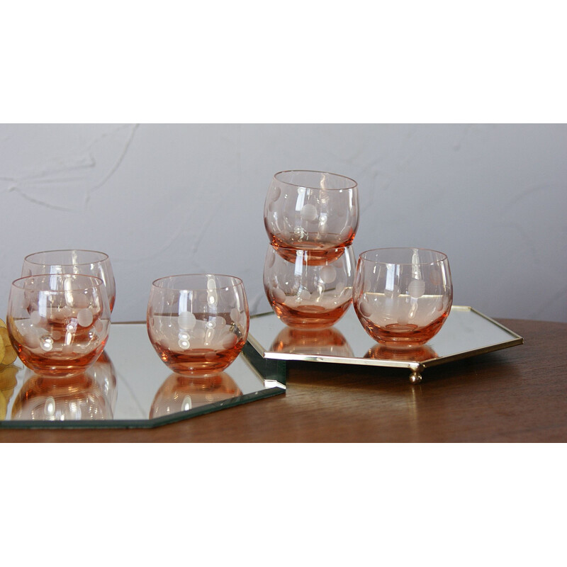 Vintage Roly Poly glass set, 1950s
